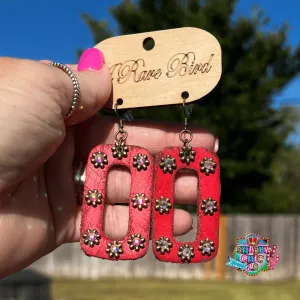 A Rare Bird - Red Rectangle Earrings
