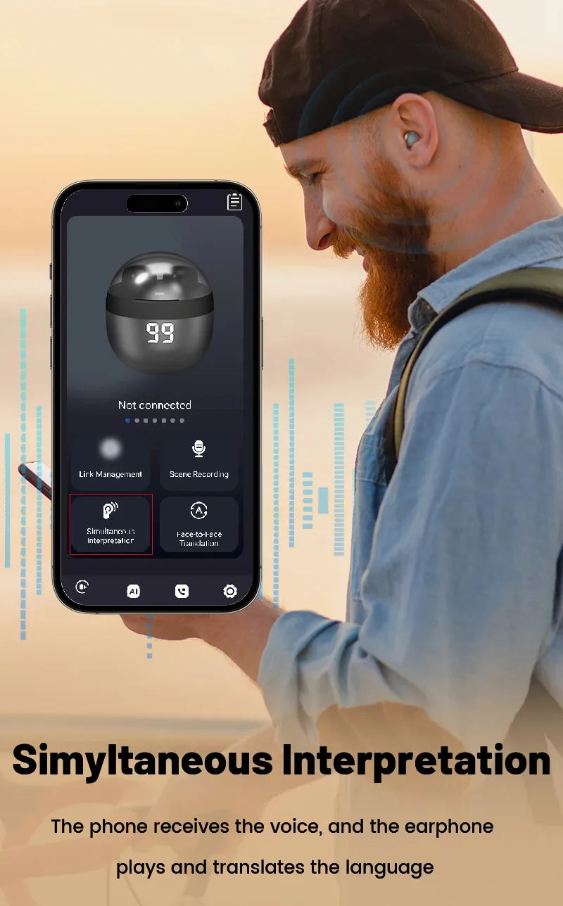 AI Language Translation Wireless Earbuds – Bluetooth Sport Headphones with Deep Bass & Invisible Comfort for Sleep & Travel!