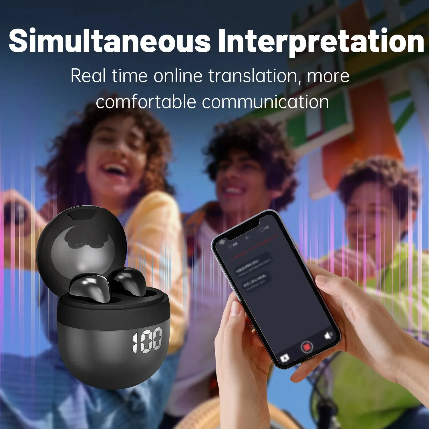 AI Language Translation Wireless Earbuds – Bluetooth Sport Headphones with Deep Bass & Invisible Comfort for Sleep & Travel!