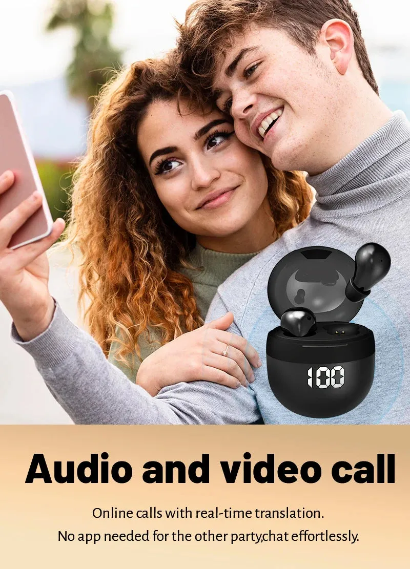 AI Language Translation Wireless Earbuds – Bluetooth Sport Headphones with Deep Bass & Invisible Comfort for Sleep & Travel!