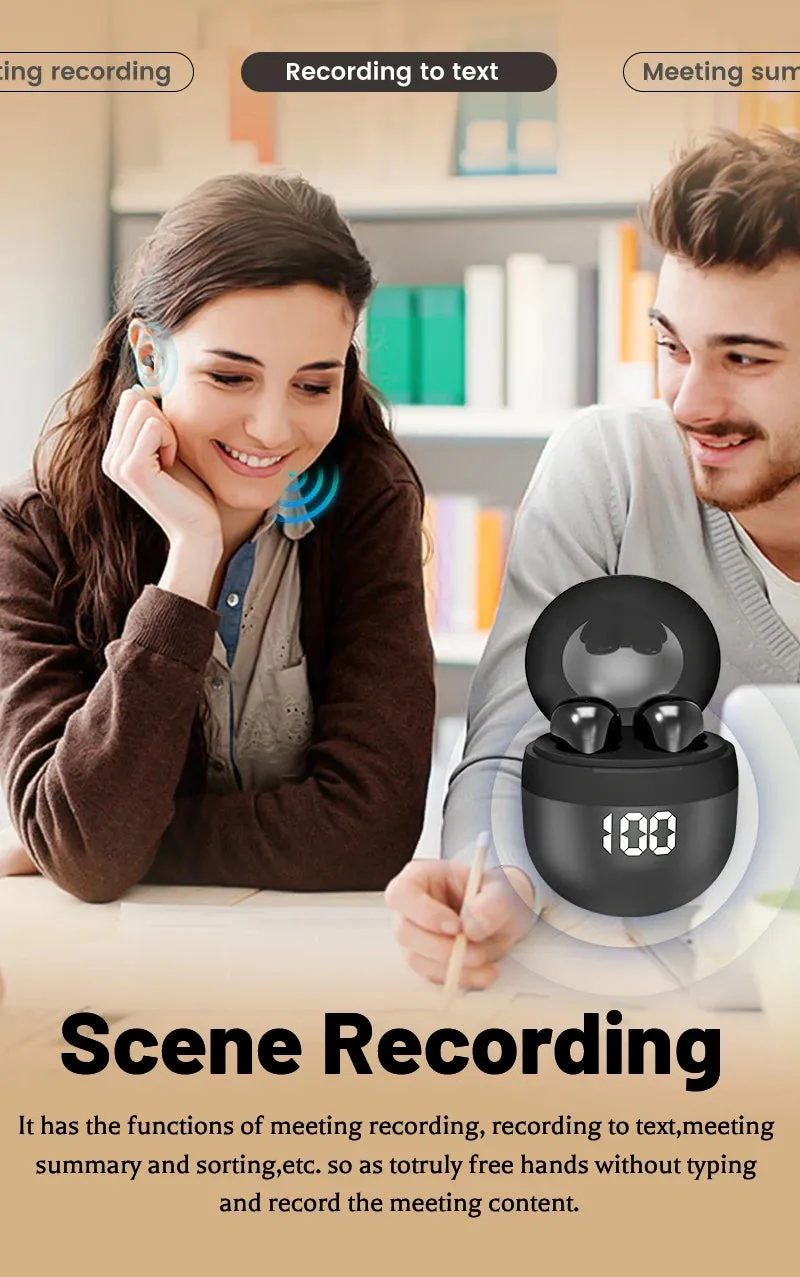 AI Language Translation Wireless Earbuds – Bluetooth Sport Headphones with Deep Bass & Invisible Comfort for Sleep & Travel!
