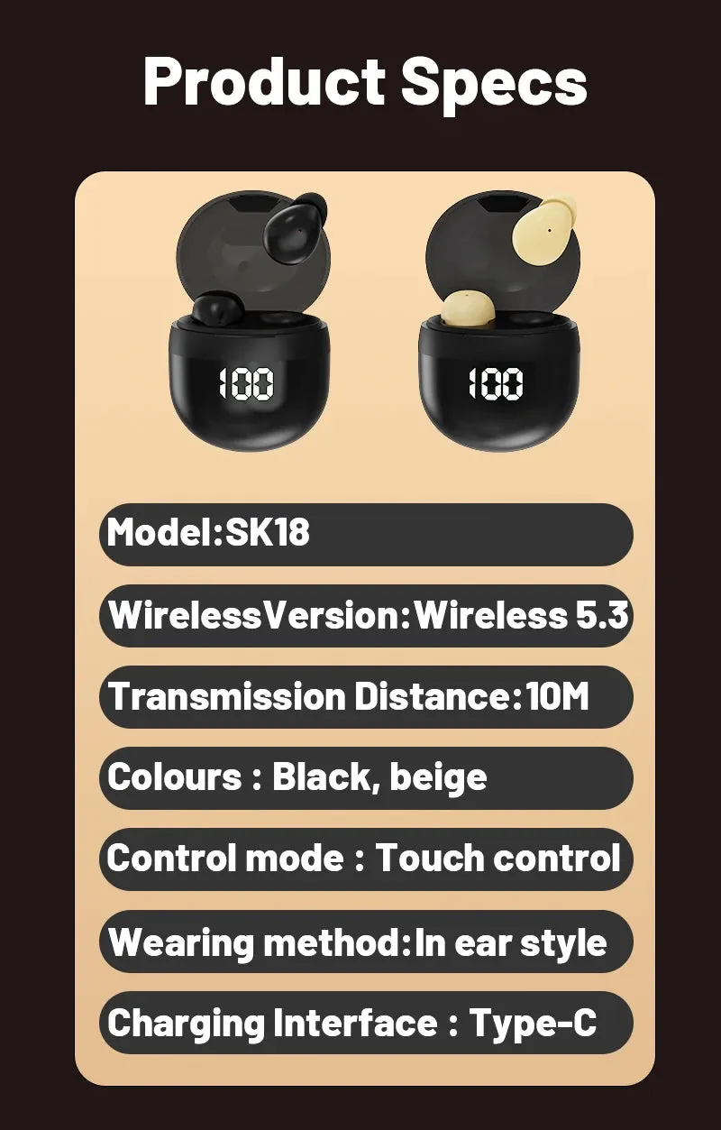 AI Language Translation Wireless Earbuds – Bluetooth Sport Headphones with Deep Bass & Invisible Comfort for Sleep & Travel!