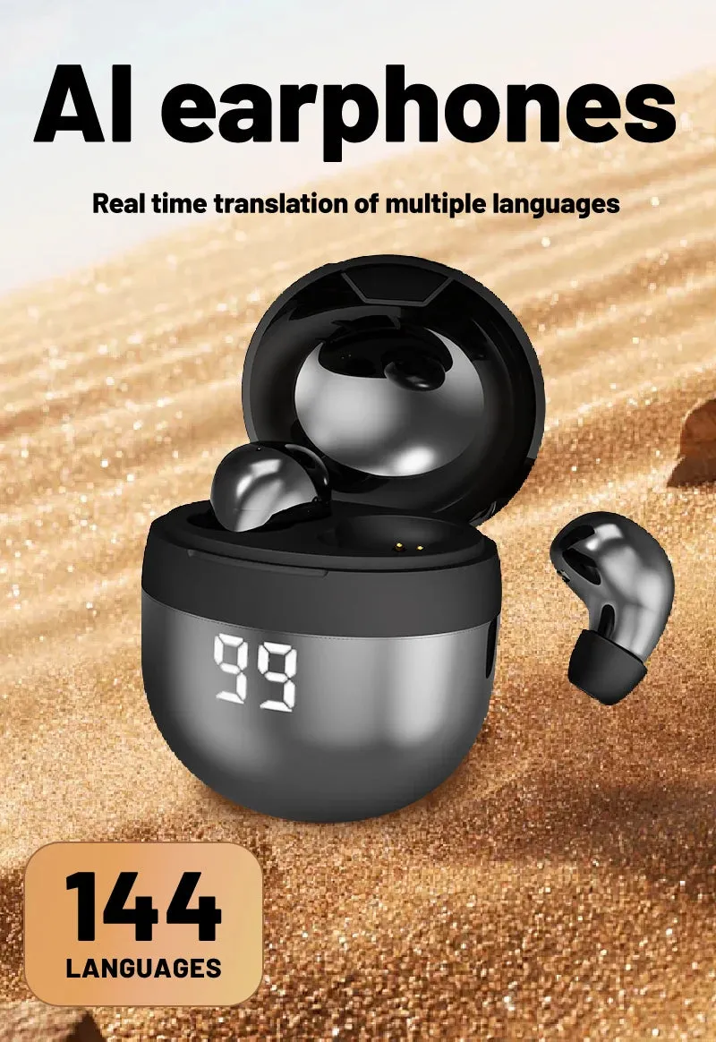 AI Language Translation Wireless Earbuds – Bluetooth Sport Headphones with Deep Bass & Invisible Comfort for Sleep & Travel!