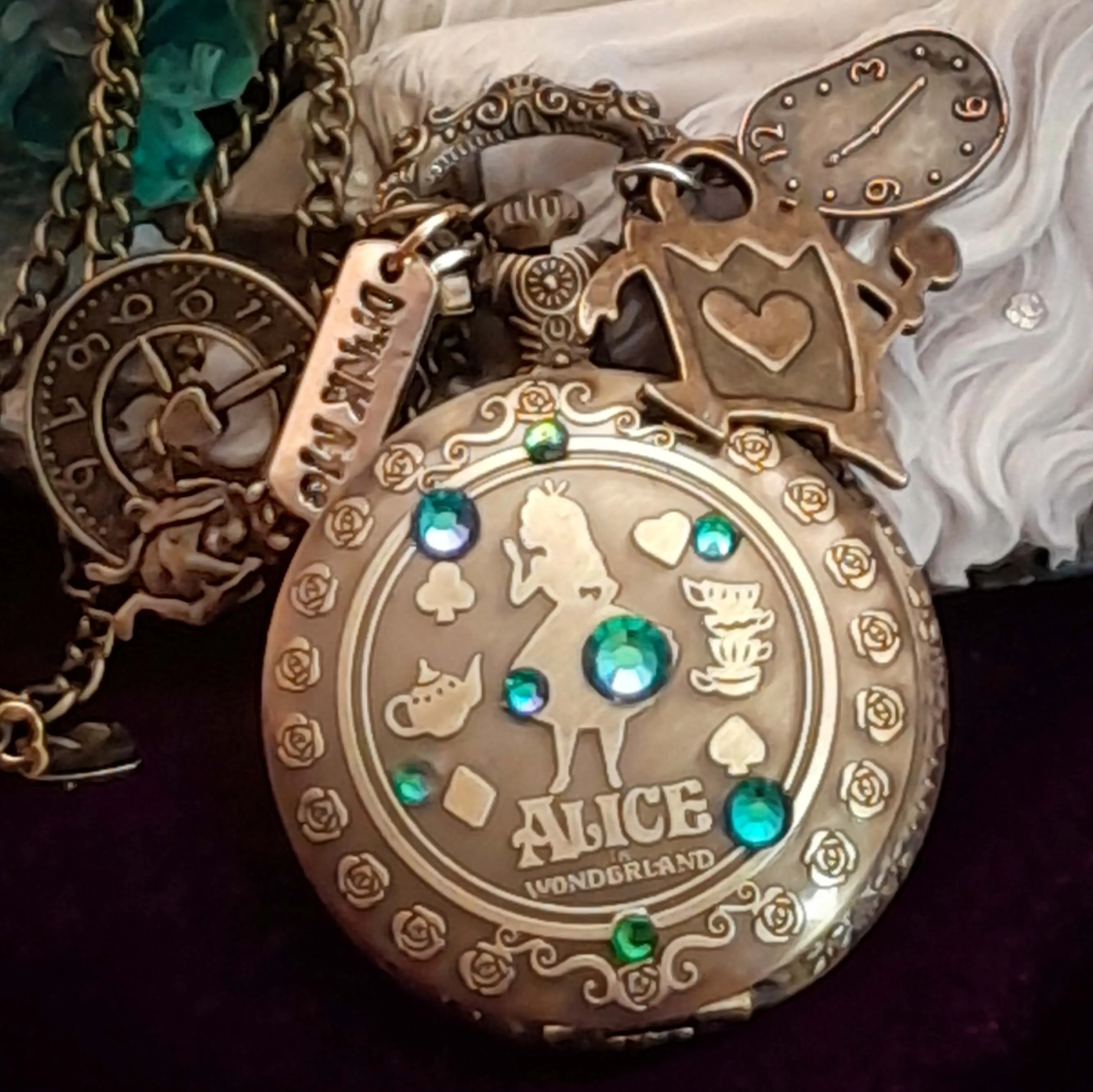 Alice in Wonderland Pocket Watch Necklace