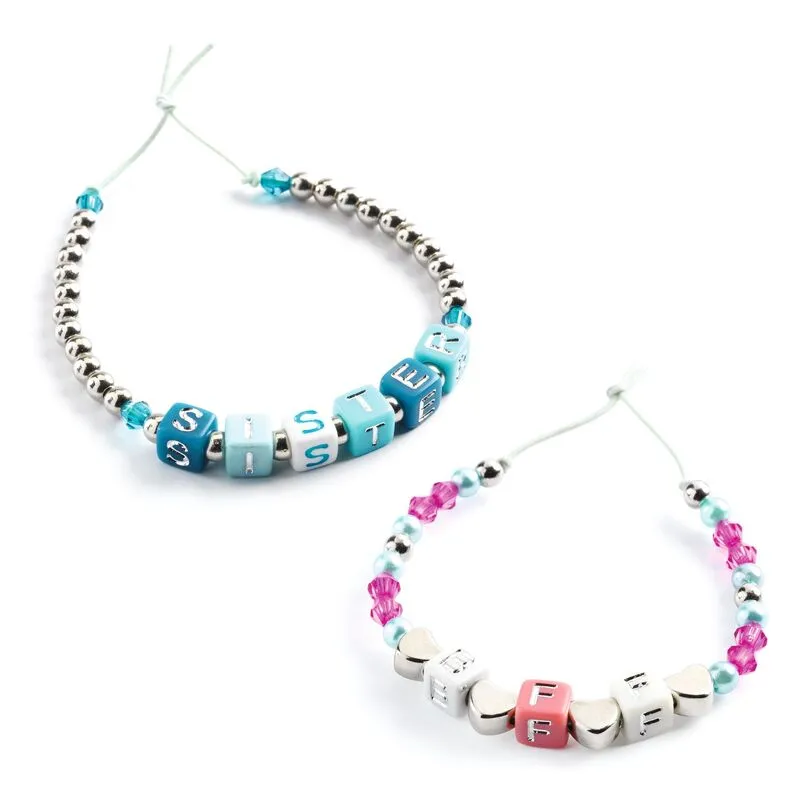 Alphabet Beads - Silver/Teal