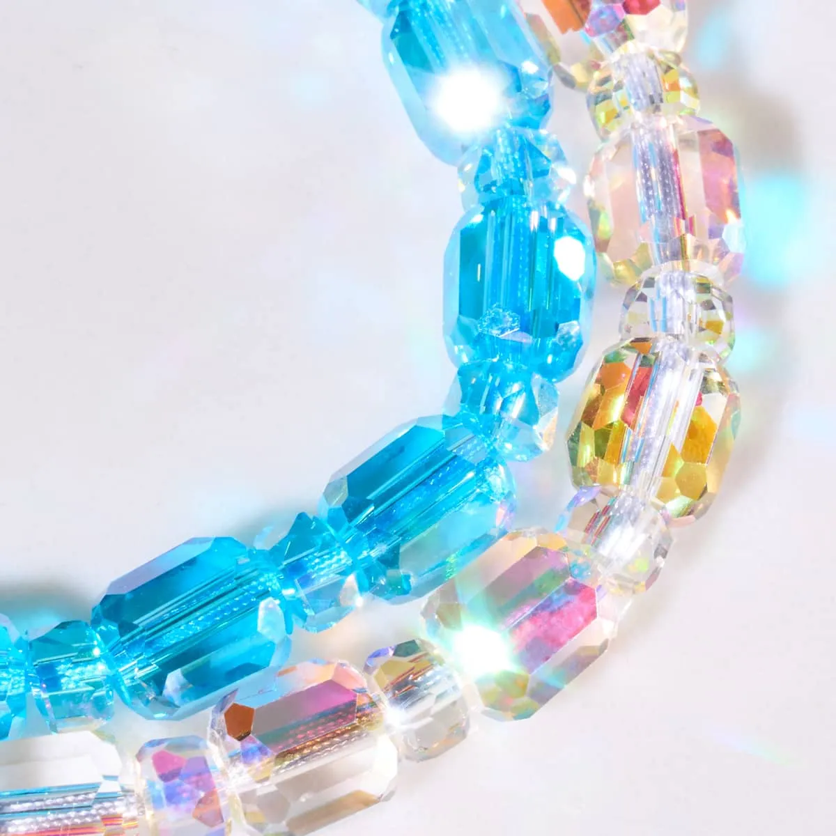 Aquamarine x Blue | Silver | Radiant Facet Pebble Bracelet