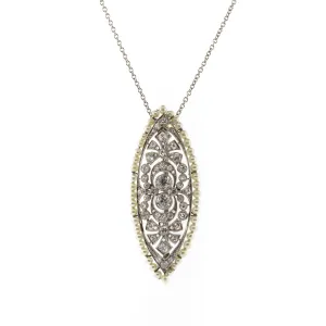 Art Deco Diamond & Pearl Platinum & Yellow Gold Brooch Necklace