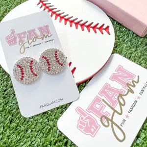 BASEBALL GLAM RHINESTONE STUD EARRINGS