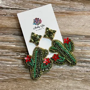 Beaded Cactus Earrings