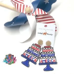 Beaded Happy Birthday America Earrings
