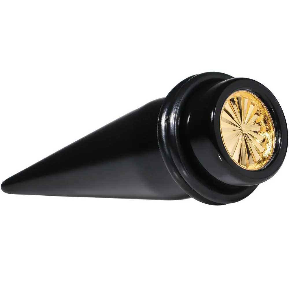 Black Acrylic Gold Flashy Tire Rim Taper 2 Gauge to 20mm