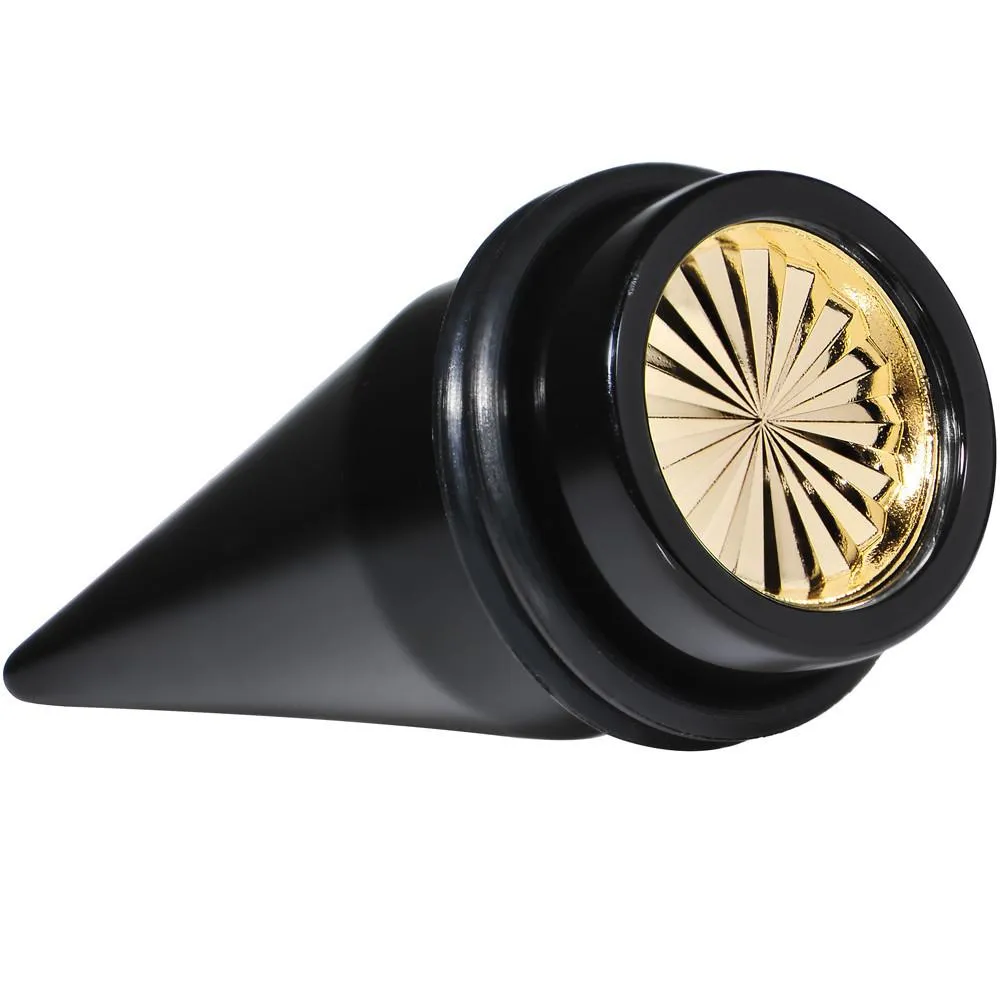 Black Acrylic Gold Flashy Tire Rim Taper 2 Gauge to 20mm