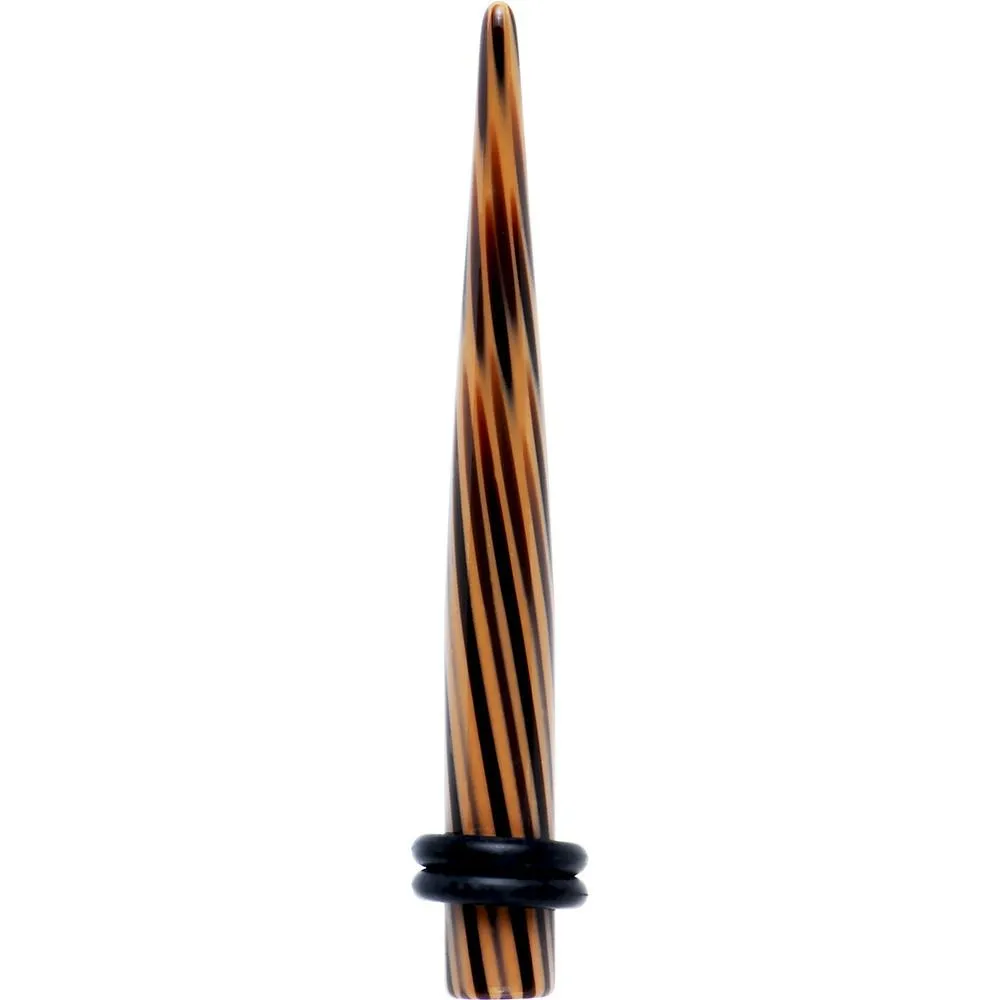 Black Brown Animal Print Acrylic Taper 2 Gauge to 00 Gauge