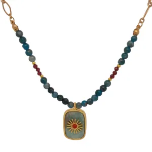 Blaze Amazonite, Apatite and Garnet Pendant Necklace