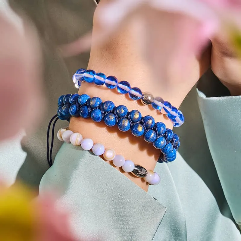 Blue Andromeda | Silver | Galaxy Glass Bead Bracelet