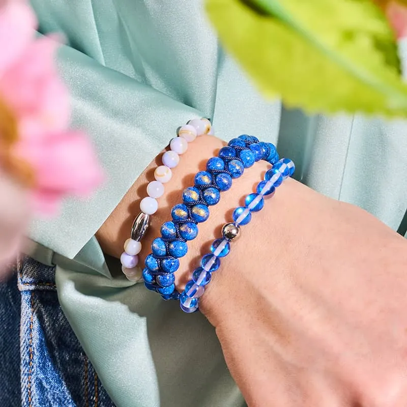 Blue Andromeda | Silver | Galaxy Glass Bead Bracelet