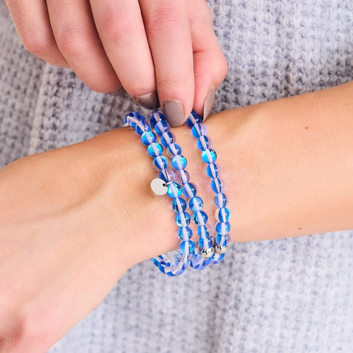 Blue Andromeda | Silver | Galaxy Glass Bead Bracelet