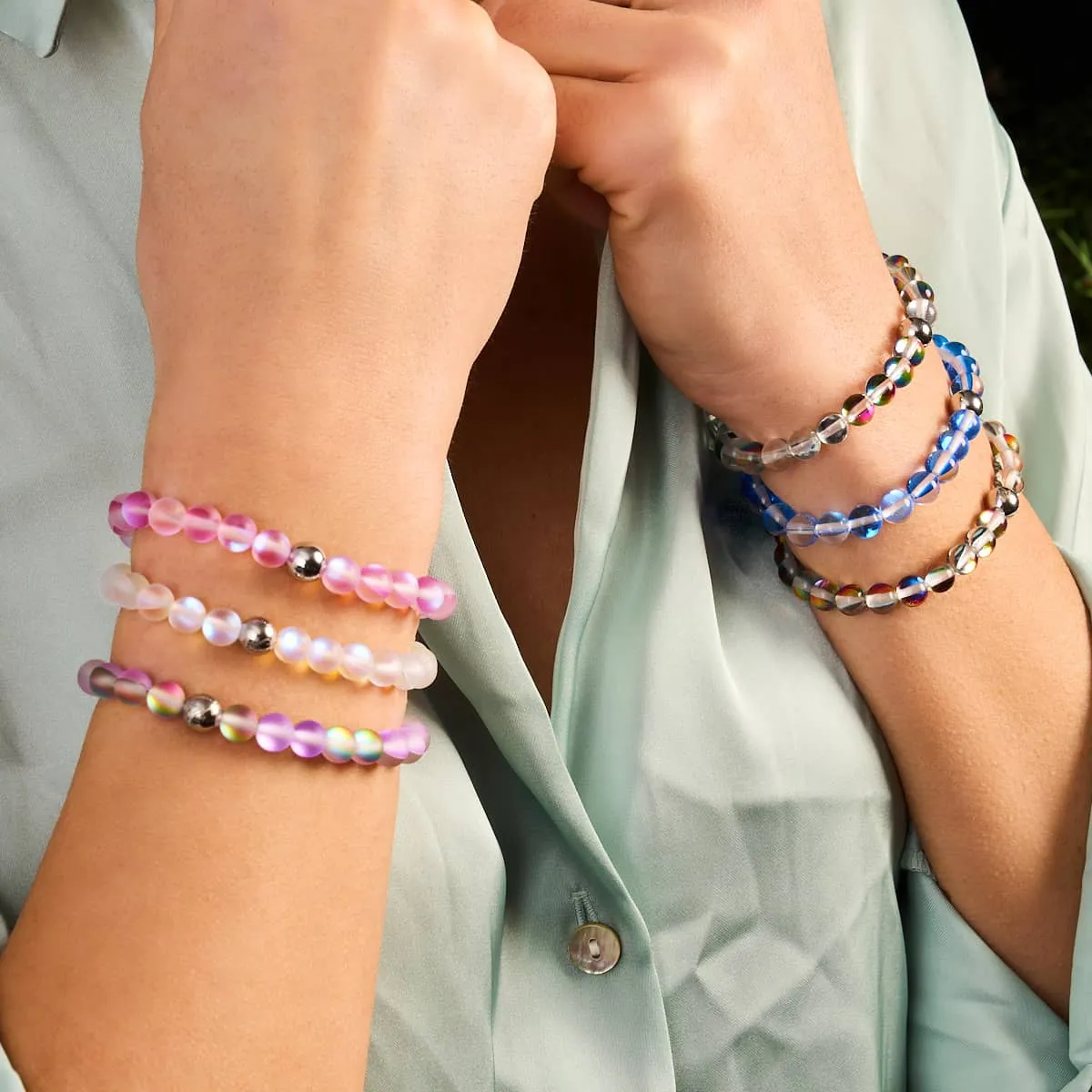 Blue Andromeda | Silver | Galaxy Glass Bead Bracelet