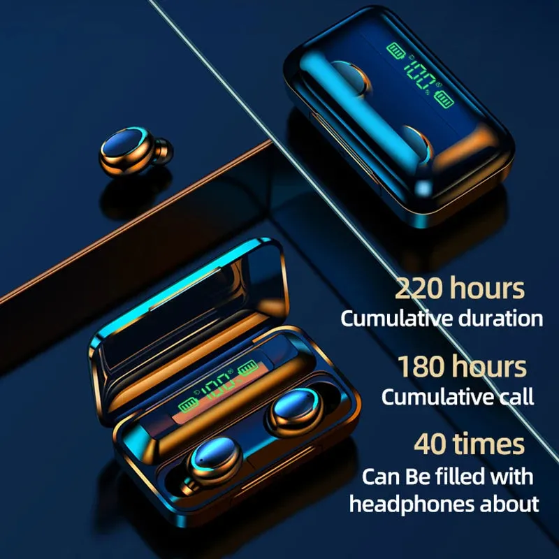 Bluetooth 5.1 Wireless Earphones - Waterproof Headphones with Hearing Aid Function - Handsfree Headset with Mic and Charging Box