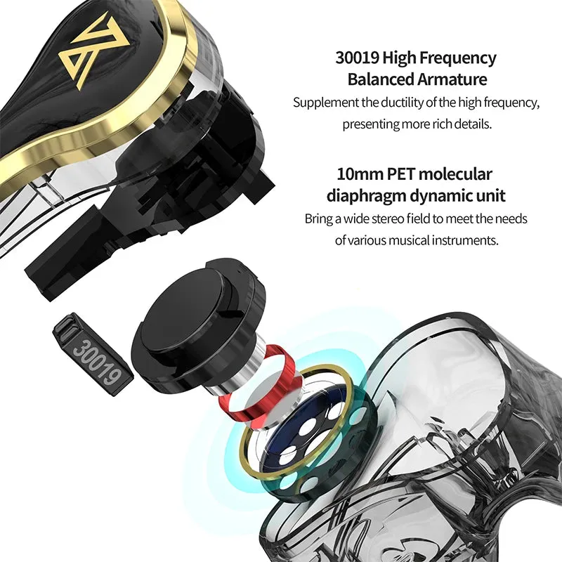 Bluetooth 5.2 Wireless Hybrid HiFi Earphones - Noise Cancelling Sport Monitor Headset