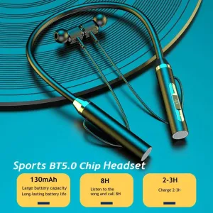 Bluetooth Wireless Magnetic Neckband Earphones – HiFi Sport TWS Headset with Built-in Mic