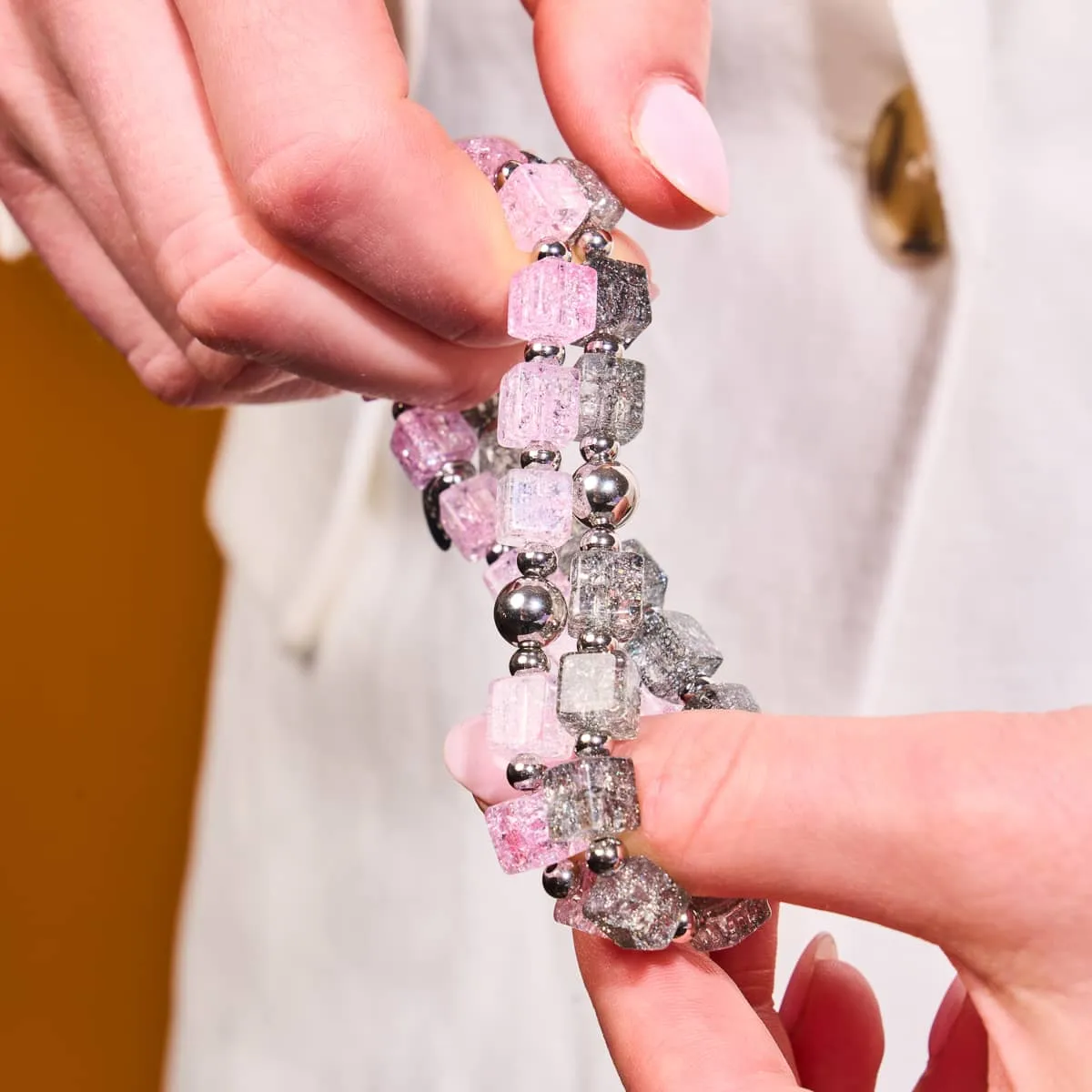 Blush | Glitter Glass | Sugar Cube Bracelet