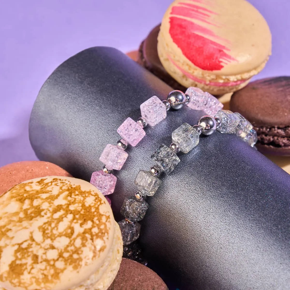 Blush | Glitter Glass | Sugar Cube Bracelet
