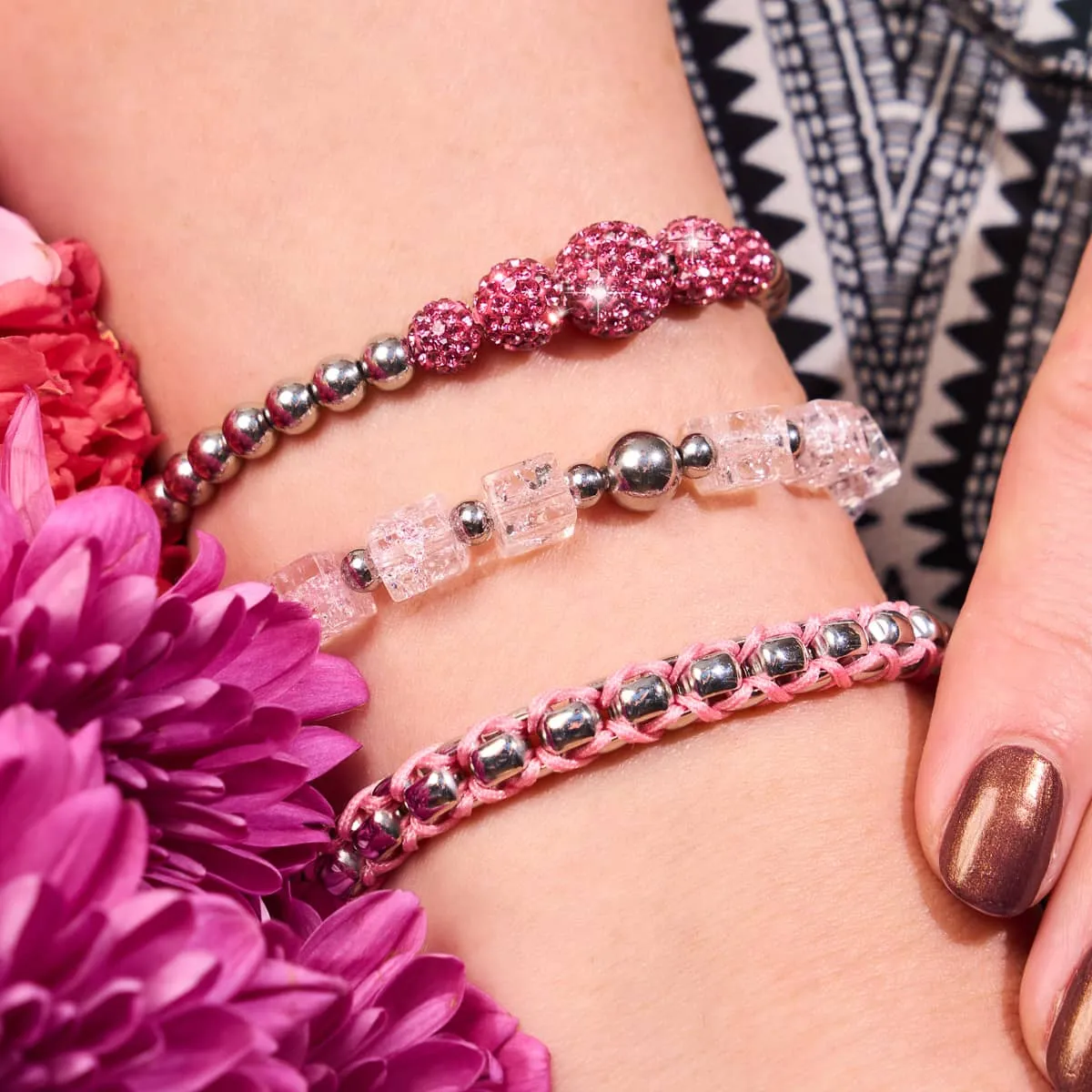 Blush | Glitter Glass | Sugar Cube Bracelet