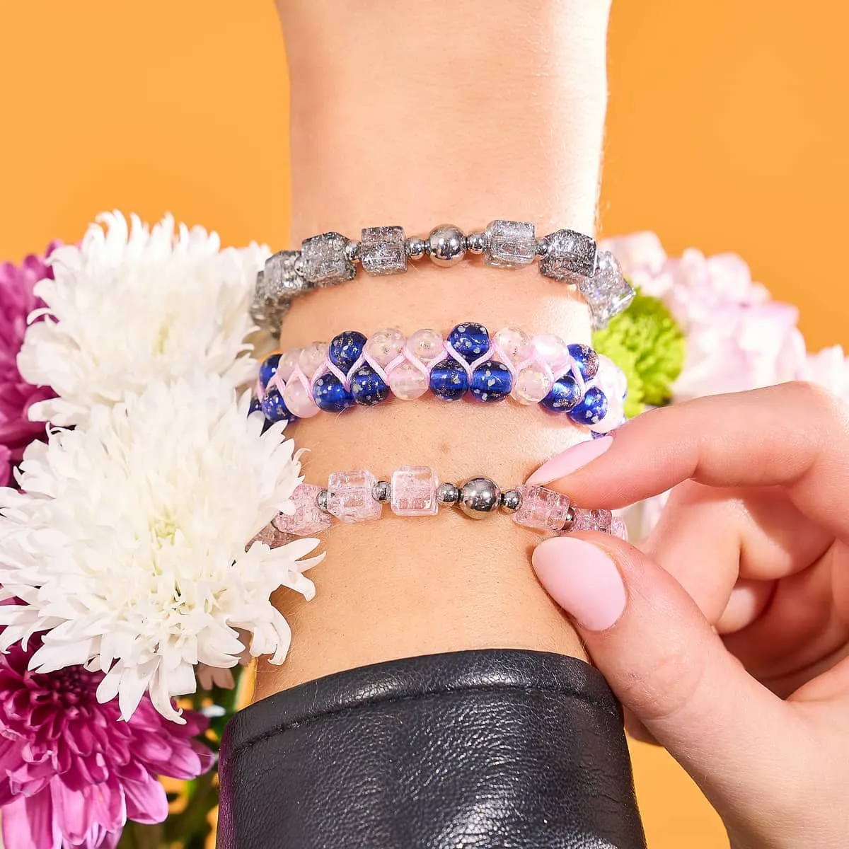 Blush | Glitter Glass | Sugar Cube Bracelet