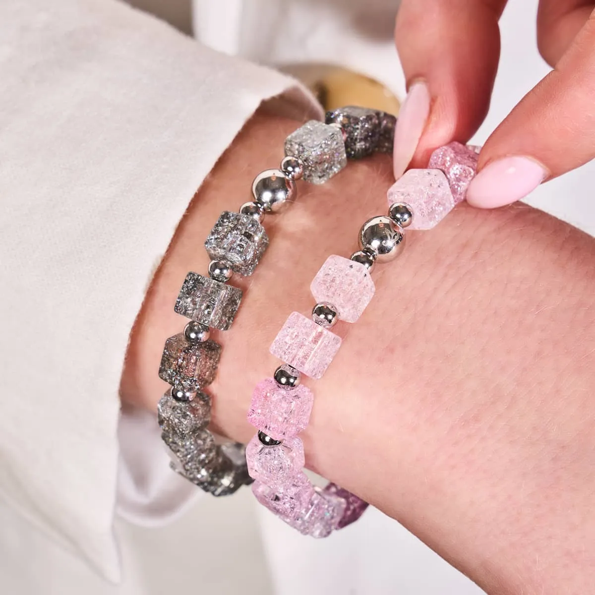Blush | Glitter Glass | Sugar Cube Bracelet
