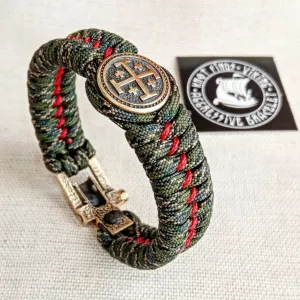 Bracelet of the northern paracord "JERUSALEM CROSS ". Original brutal bracelet made of Celtic knots and beads. Viking style.