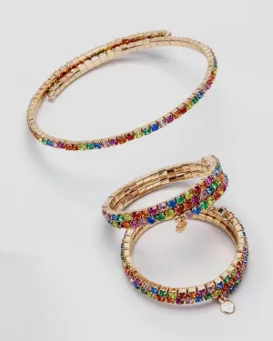 Bracelets | Rainbow Rave Wrap Around Multicolored Choker and Bangle Set | Super Smalls