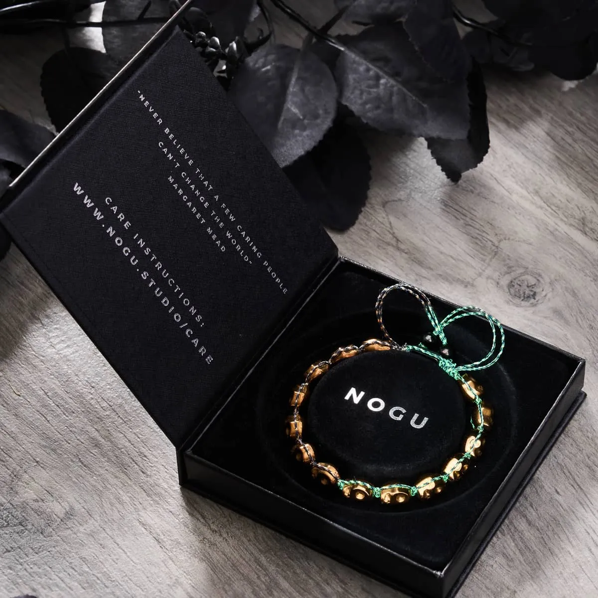 Bronze Bewitchment | Bronze Skulls x Black GloWeave | Macrame Bracelet