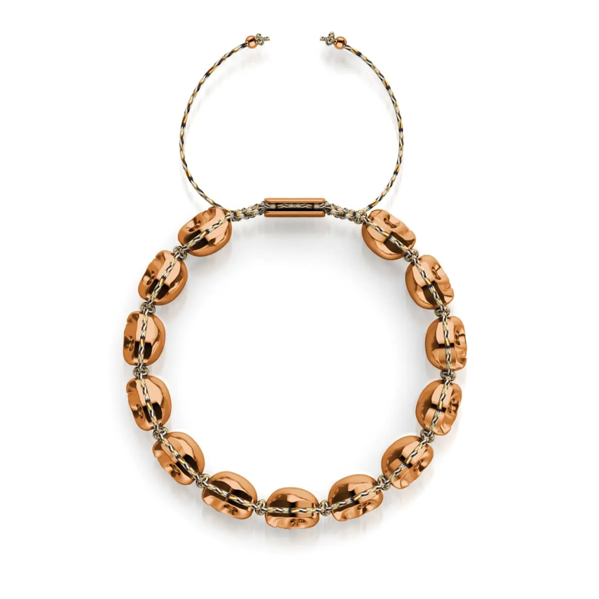 Bronze Bewitchment | Bronze Skulls x Black GloWeave | Macrame Bracelet