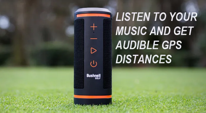 Bushnell Wingman GPS Bluetooth Speaker with Included Wearable4U Ultimate White EarBuds with Charging Power Bank Case Bundle