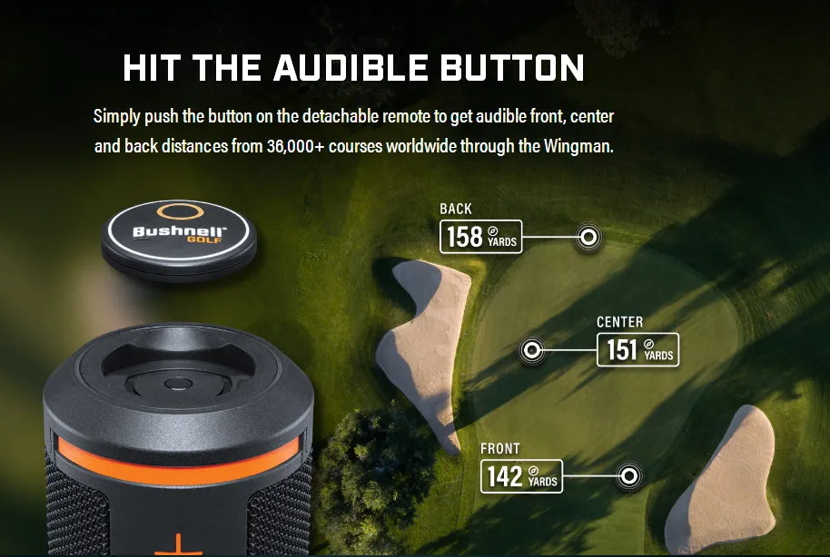 Bushnell Wingman GPS Bluetooth Speaker with Included Wearable4U Ultimate White EarBuds with Charging Power Bank Case Bundle