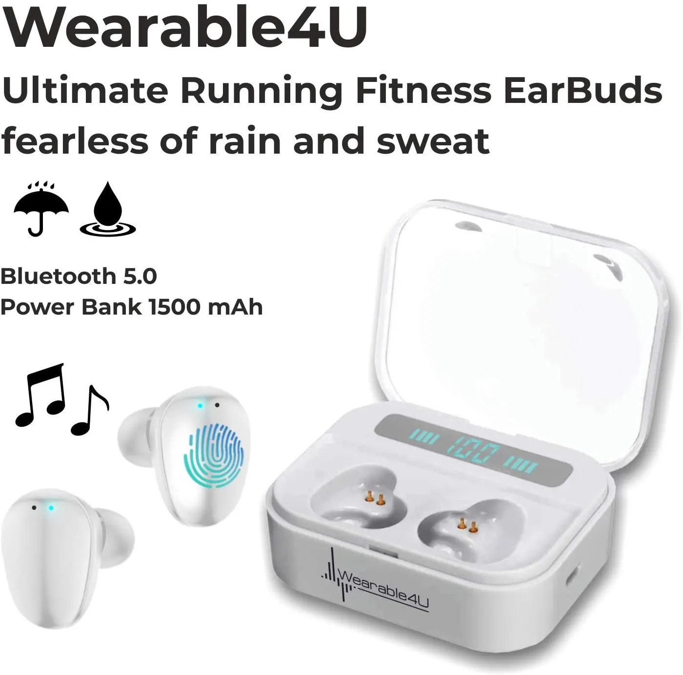 Bushnell Wingman GPS Bluetooth Speaker with Included Wearable4U Ultimate White EarBuds with Charging Power Bank Case Bundle
