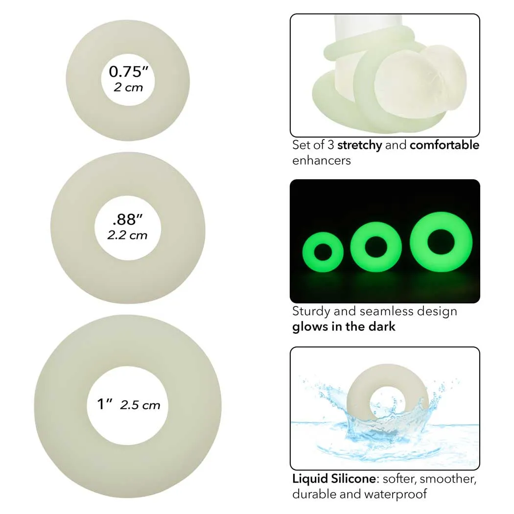 CalExotics Alpha Glow-In-The-Dark Liquid Silicone 3 Ring Set