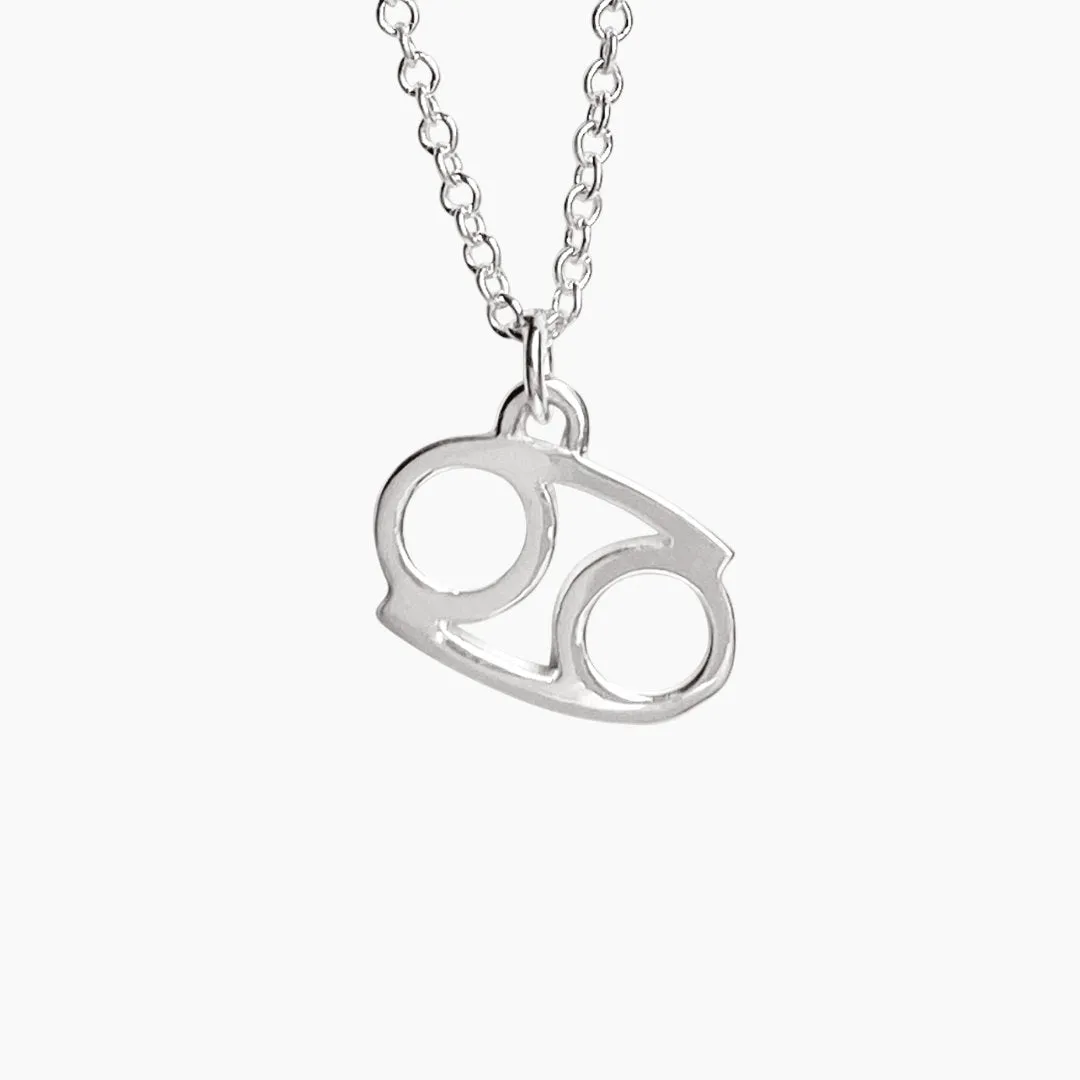 Cancer Sign Zodiac Necklace in Sterling Silver