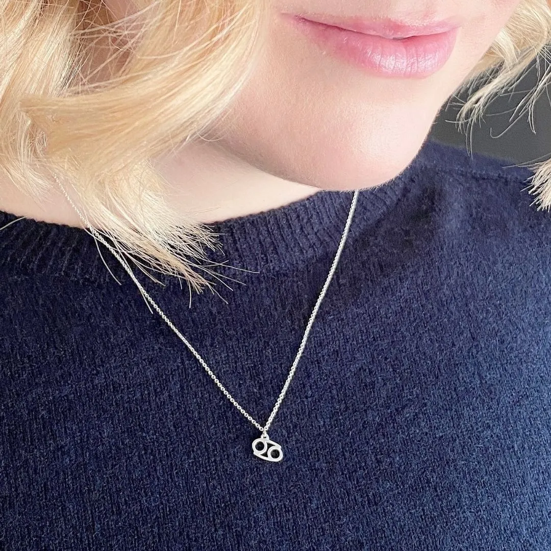 Cancer Sign Zodiac Necklace in Sterling Silver