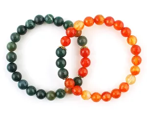 Carnelian and indian agate couple bracelets