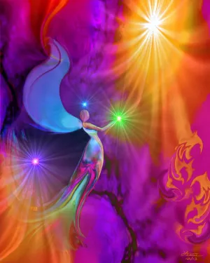 Chakra Art Angel Print, Reiki Healing Energy, Uplifting Wall Decor, "The Gift"