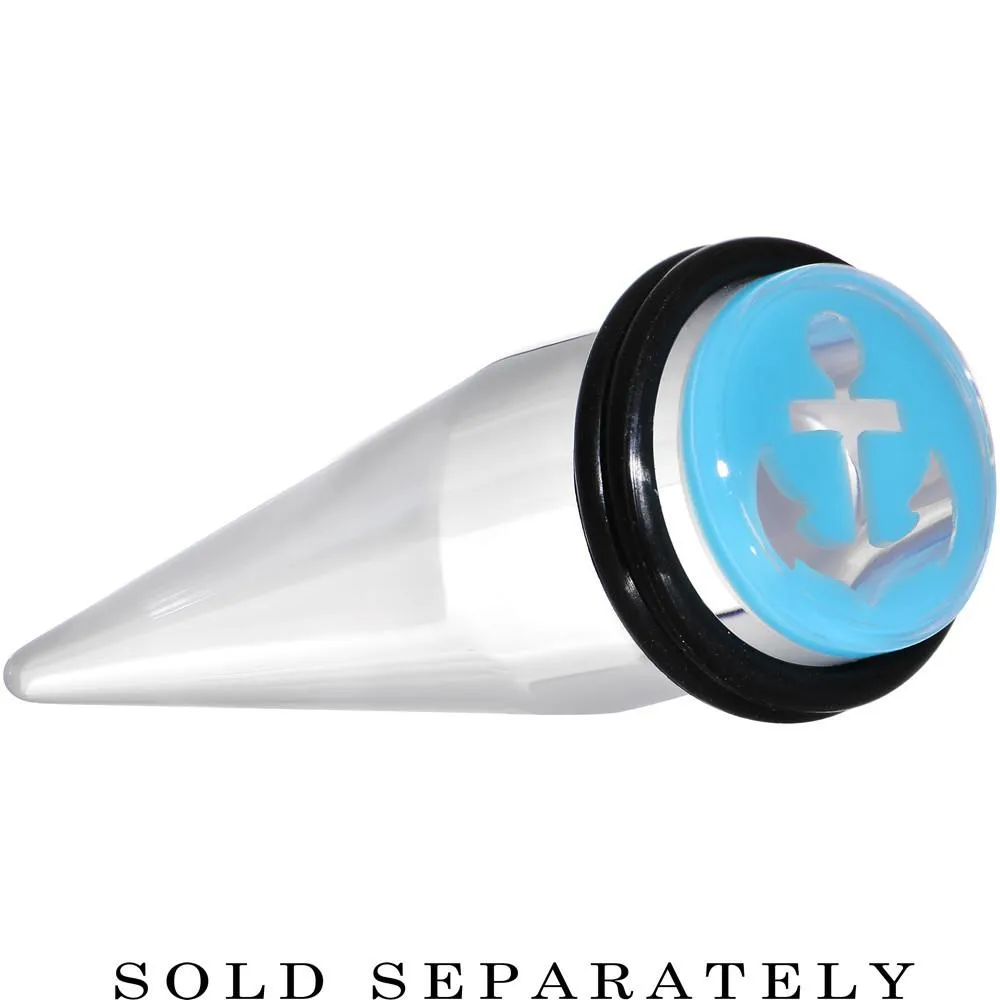 Clear Light Blue Acrylic Set Sail Nautical Anchor Taper 0 Gauge to 20mm
