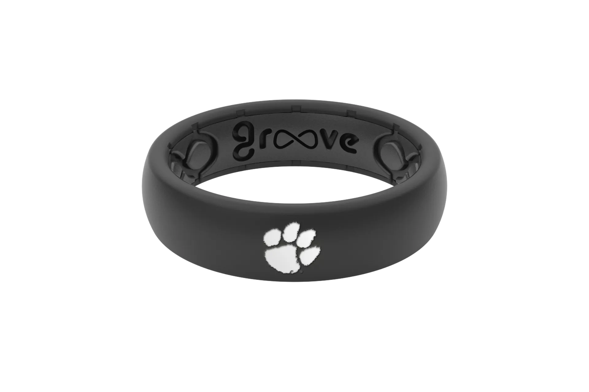 College Clemson Black Logo Thin Ring