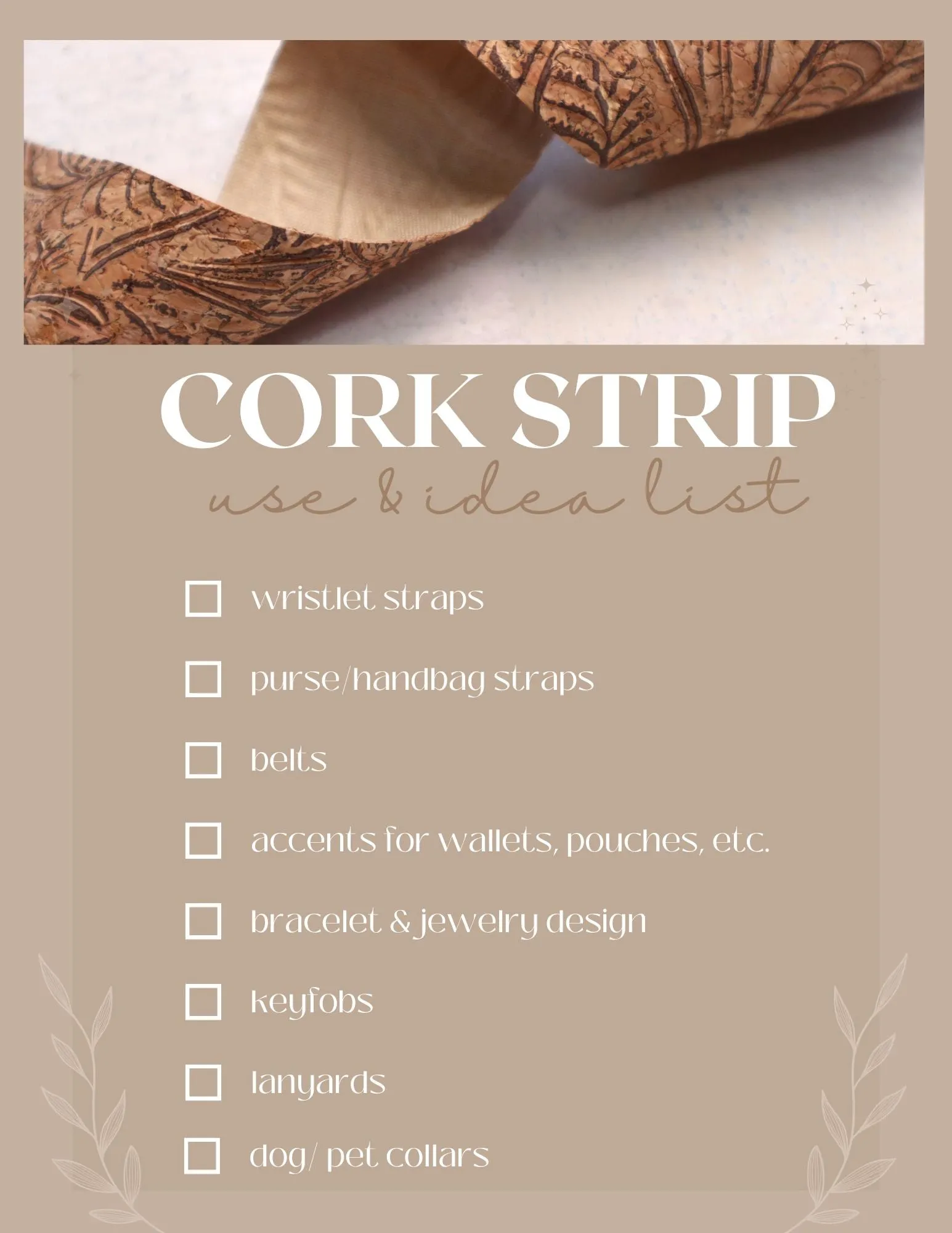 Cork Ribbon By the Yard  - Gold Flecked Obsidian