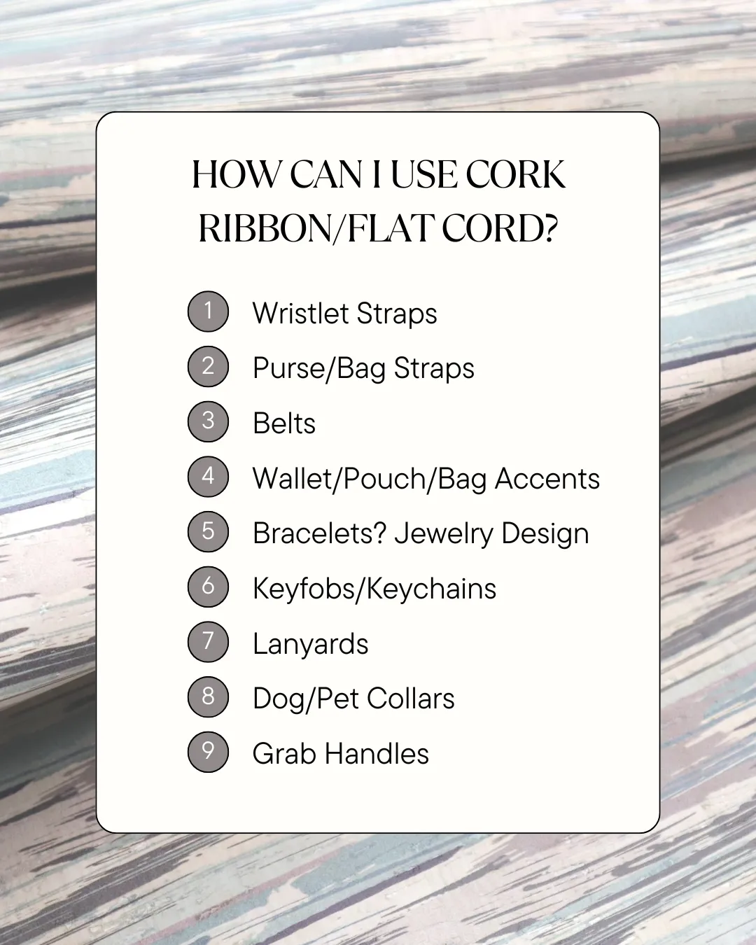 Cork Ribbon By the Yard  - Navy