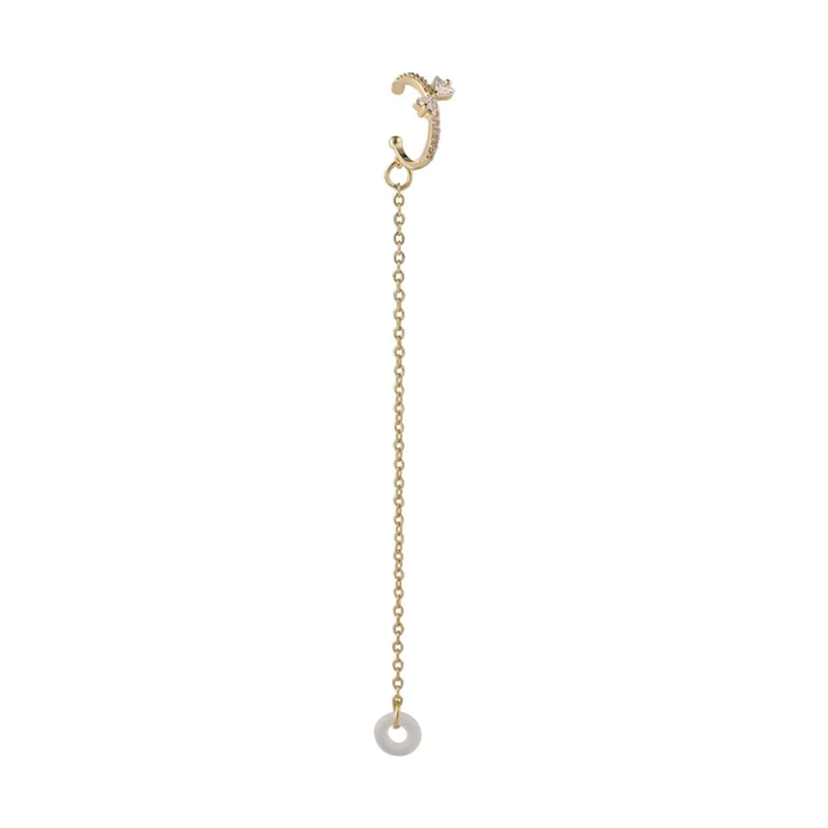 Cubic Zirconia & 18K Gold-Plated Bow Earbud Clip-On Earring