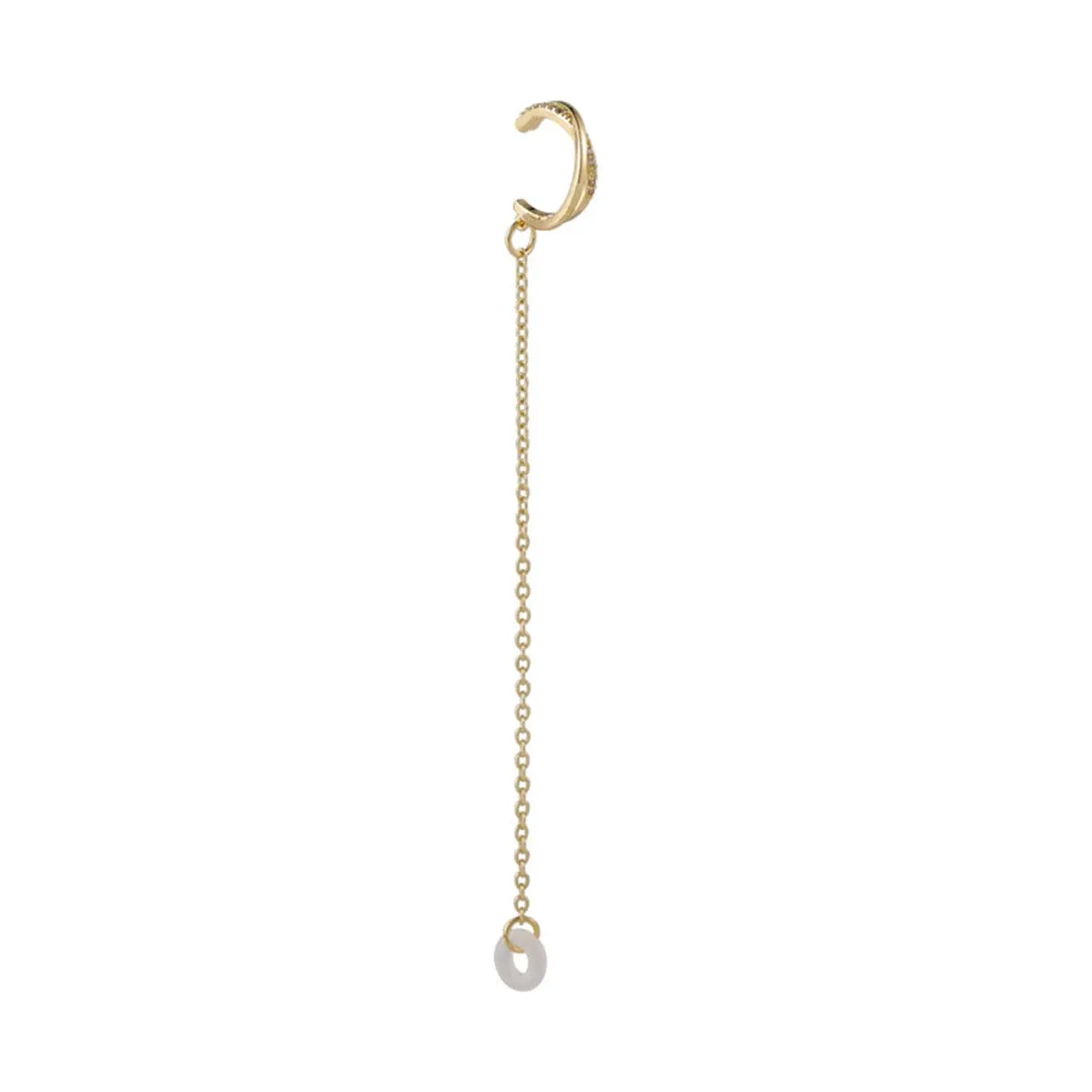 Cubic Zirconia & 18K Gold-Plated Crisscross Earbud Clip-On Earring
