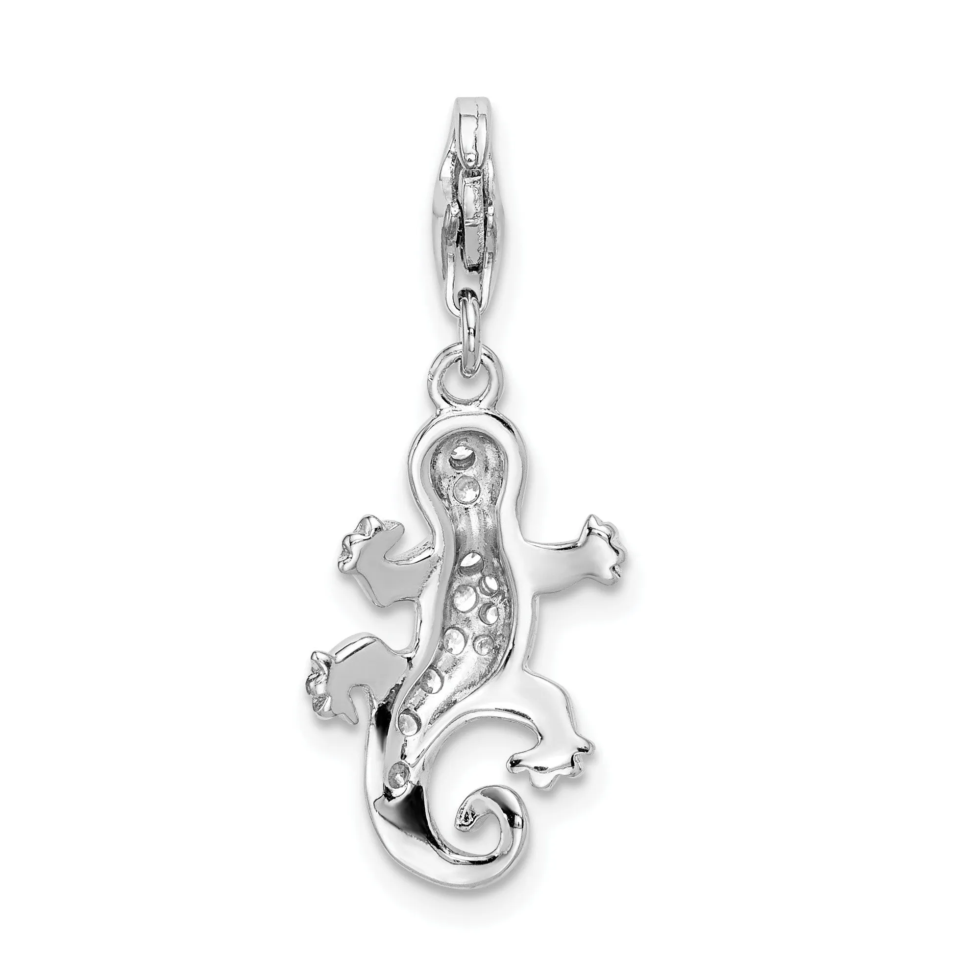 CZ Lizard Charm Pendant in Real 925 Sterling Silver