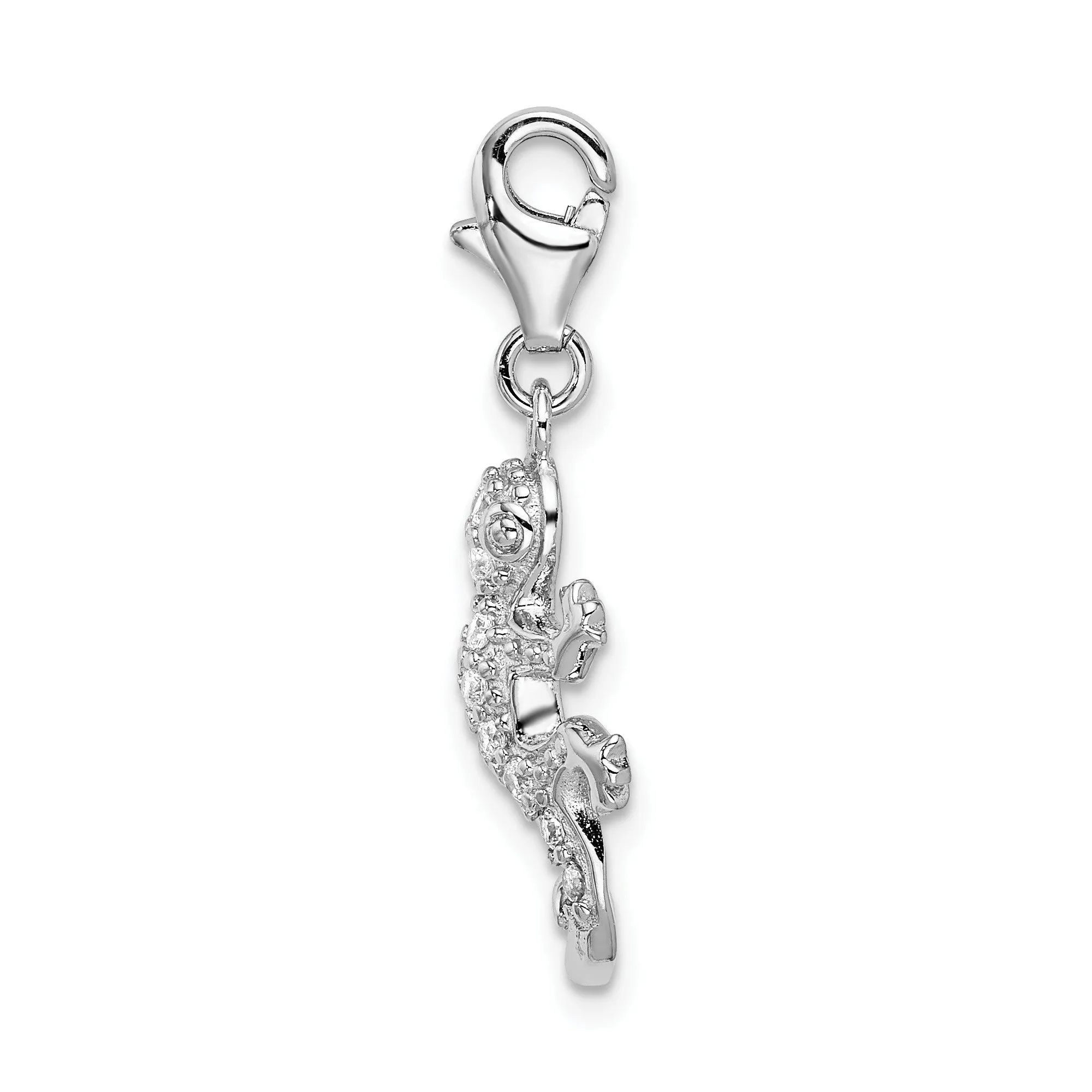 CZ Lizard Charm Pendant in Real 925 Sterling Silver
